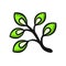 ethnically stylized green young branch with leaves, vector