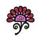 ethnically stylized pink flower with petals, vector