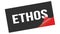 ETHOS text on black red sticker stamp