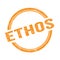 ETHOS text written on orange grungy round stamp