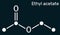 Ethyl acetate, ethyl ethanoate, C4H8O2 molecule. It is acetate ester formed between acetic acid and ethanol. Skeletal chemical