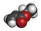 Ethyl acrylate molecule. 3D rendering. Atoms are represented as spheres with conventional color coding: hydrogen (white), carbon (