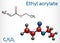 Ethyl acrylate molecule. Structural chemical formula and molecule model