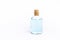 Ethyl alcohol in glass bottle isolate on white background