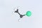 Ethyl chloride molecule made with balls, scientific molecular model. 3D rendering