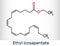 Ethyl eicosapentaenoic acid icosapent ethyl molecule. Skeletal chemical formula