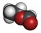 Ethyl formate (ethyl methanoate) molecule. Atoms are represented as spheres with conventional color coding: hydrogen (white),