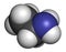 Ethylamine organic base molecule. 3D rendering. Atoms are represented as spheres with conventional color coding: hydrogen white.