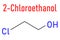 Ethylene chlorohydrin or 2-Chloroethanol molecule. Skeletal formula.
