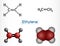 Ethylene, ethane, C2H4 molecule. IStructural chemical formula and molecule model.