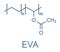 Ethylene-vinyl acetate EVA copolymer, chemical structure. Skeletal formula.