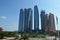 Etihad towers,a series of five tall buildings and hotel in Abu Dhabi Corniche , UAE