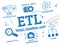 ETL data transformation concept - infographic scribble concept - vector illustration