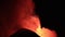 Etna close up eruption - molten lava explosion in the night with continue roar by top active crater