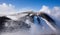 Etna Volcan-Summit crater in snowy landscape