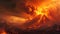 The Etna volcano erupted and spewed molten lava into the atmosphere with force. Generated AI