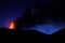 Etna volcano eruption during the dawn