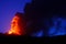 Etna volcano eruption during the dawn