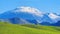 Etna Volcano view through the green valley