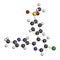 Etoricoxib drug molecule. 3D rendering. Atoms are represented as spheres with conventional color coding: hydrogen white, carbon