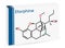 Etorphine, M99 molecule. Skeletal chemical formula. Paper packaging for drugs