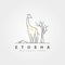 etosha national park line art logo with giraffe animal vector logo illustration design