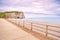 Etretat Aval cliff landmark, balcony and beach. Normandy, France