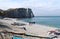 Etretat cliffs on a warm, sunny autumn day in France