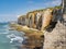 Etretat coastline, vertical white cliffs in the Alabaster Coast, Normandy, France