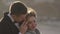 Etretat. France December 2016 Beautiful brides are photographed against the backdrop of nature. A young couple walks