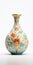 Etruscan Art Ceramic Vase With Floral Pattern And Glitters