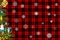 Ettrick District tartan at the base for a Christmas or New Year card or for designing a website in a Christmas style with a