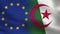 EU and Algeria Realistic Half Flags Together