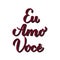 Eu Amo Voce calligraphy hand lettering. I Love You in Brazilian Portuguese. Red buffalo plaid pattern. Valentines day typography