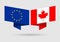 EU and Canada flags. European Union and Canadian national symbols. Vector illustration.