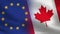 EU and Canada Realistic Half Flags Together