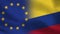 EU and Colombia Realistic Half Flags Together