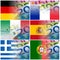 Eu countries flags with euro banknotes