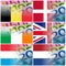 Eu countries flags with euro banknotes