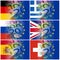 Eu countries flags with euro banknotes and eu flag