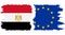 EU and Egypt grunge flags connection vector