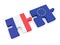 EU Flag And France Flag Puzzle Pieces, 3d illustration on white background