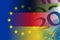 Eu and germany flag with euro banknotes