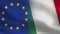 EU and Italy Realistic Half Flags Together