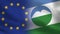 EU and Kabardino Balkaria Realistic Half Flags Together