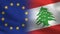 EU and Lebanon Realistic Half Flags Together