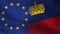 EU and Liechtenstein Realistic Half Flags Together