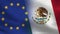 EU and Mexico Realistic Half Flags Together