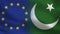 EU and Pakistan Realistic Half Flags Together