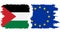 EU and Palestine grunge flags connection vector